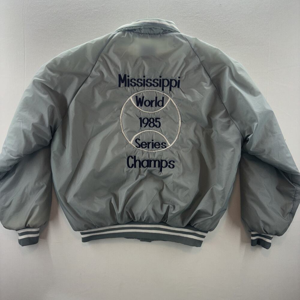 MS Baseball World Series Vintage Club 21 Bomber Jacket Men’s L Satin Nylon 80s